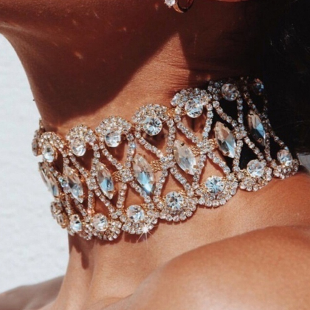 Brand New Bridal  Rhinestone choker necklace - Picture 2 of 8